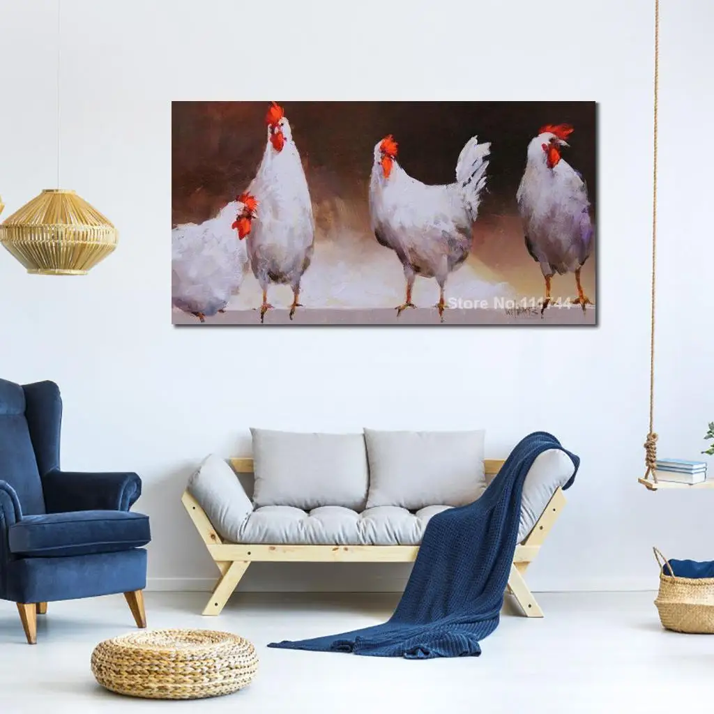 

Oil Reproduction Chicken Canvas Painting Hand Painted High Quality for Kitchen Wall Decor