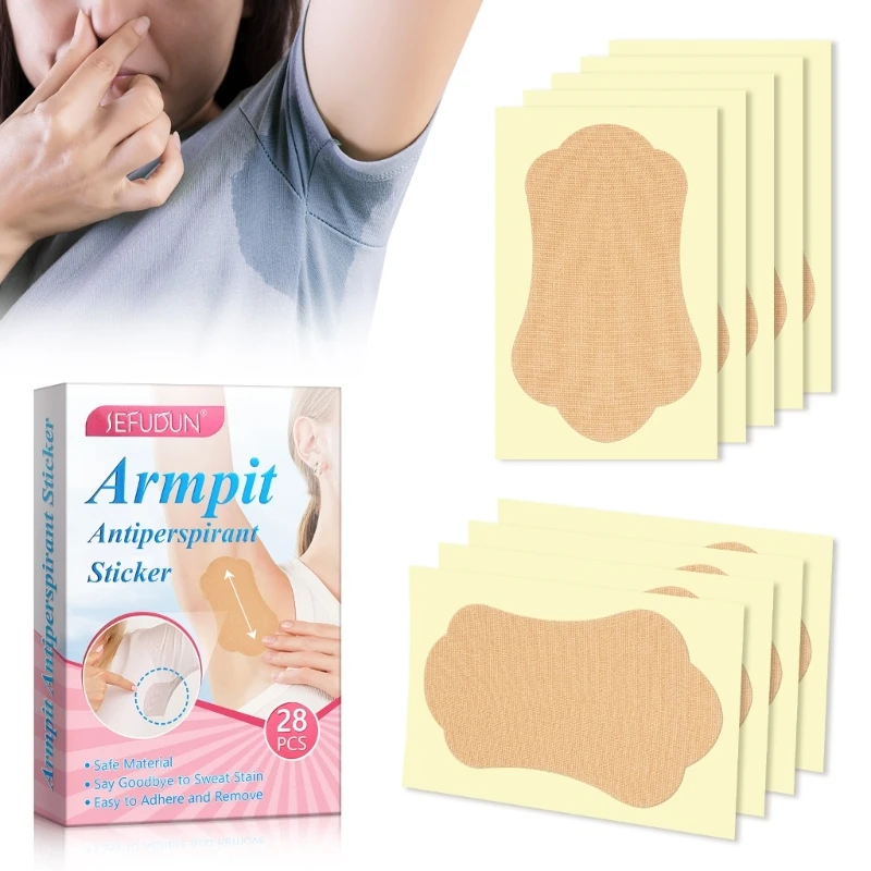 28 Pcs Armpit Sweat Pads for Women and Men Cotton Disposable Underarm Pads Sweat Absorption Comfortable Adhesive underarm sweat pads