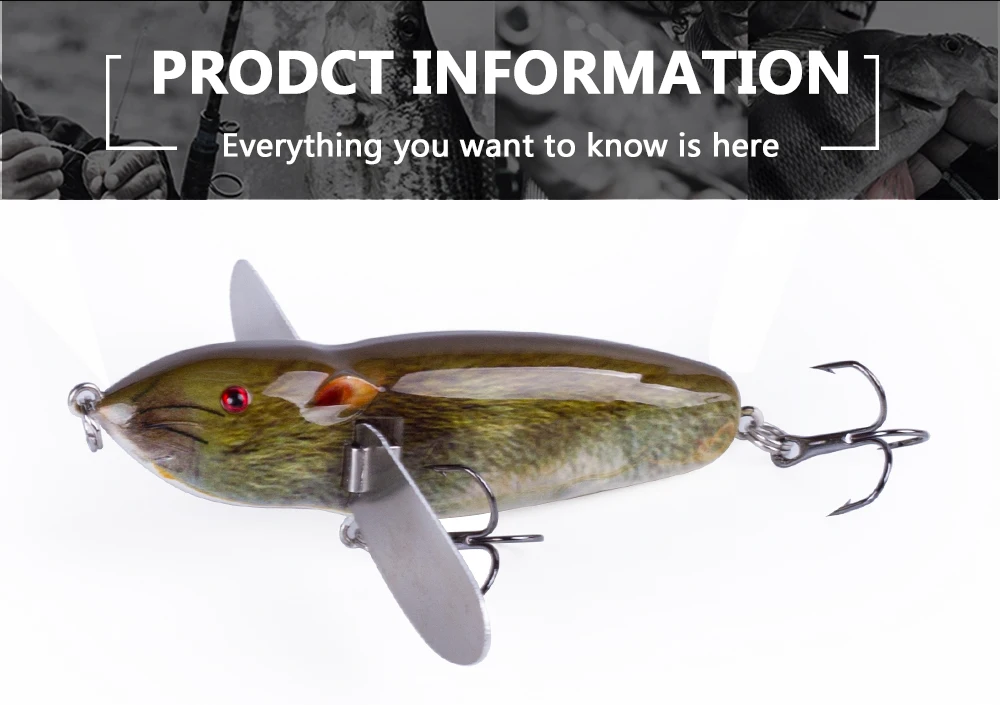 Hanlin Top water Köder 8cm 14g Ratten köder Metall klinge Flügel harten Körper Wobbler Maus Angeln lockt Elritze Köder Bass Hecht Tackle – Detail 10