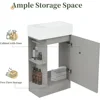 Small Bathroom Vanity with Sink, Freestanding Bathroom Vanity with Toilet Paper Holder & 1 Door, Wood Bathroom Cabinet 3