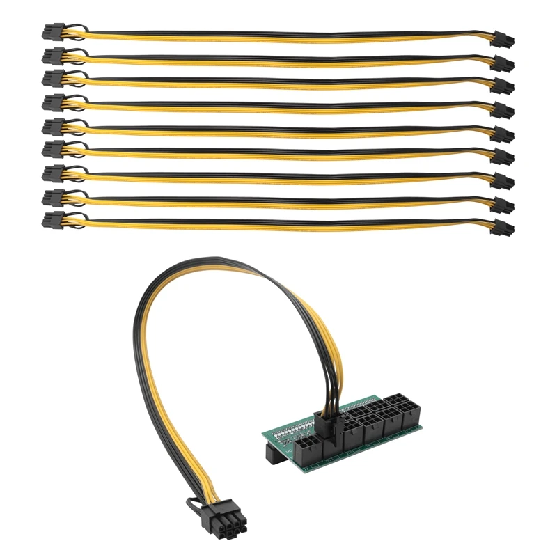 

64-контактный модуль питания 10X6pin 9X6pin коммутационная плата с 6-контактным кабелем питания 18AWG для HP 1200 Вт 750 Вт PSU GPU Майнер