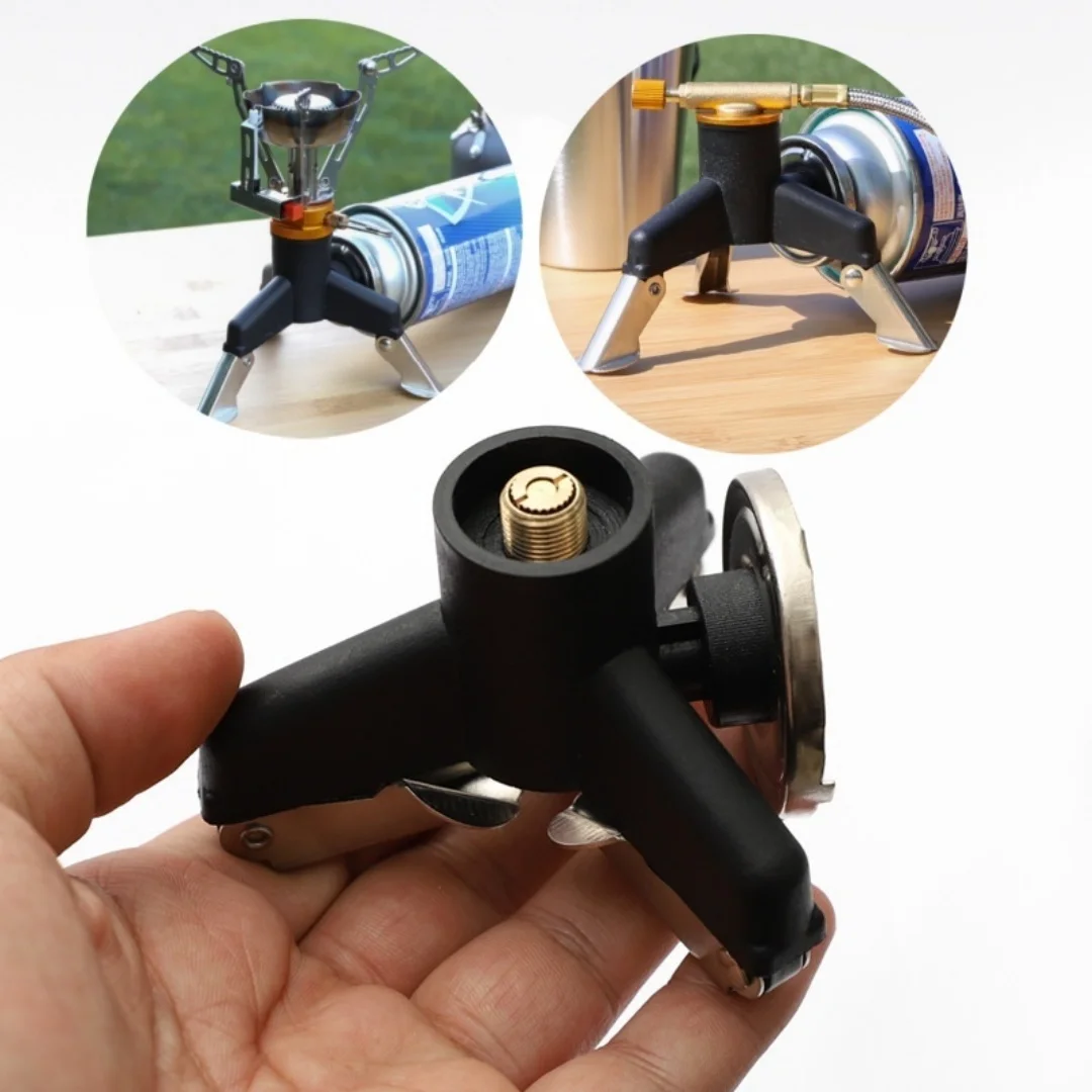 Camping Gas Stove Adapter Connector Portable Folding Tank Tripod Stand Stainless Steel Outdoor Hiking Backpacking Cooking Gear