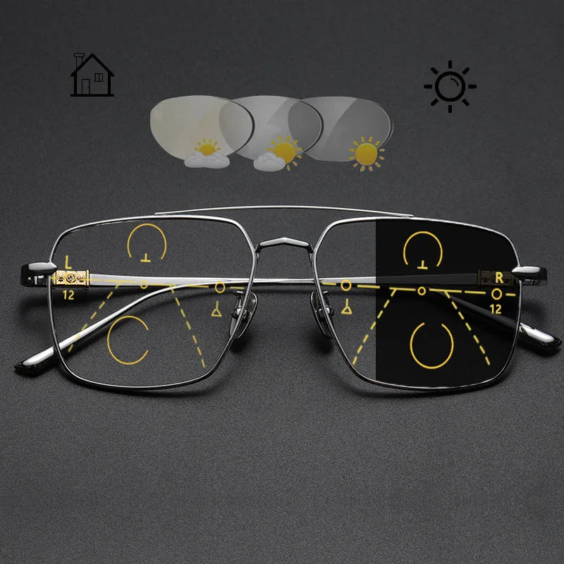 Brand Designer Square Progressive Multifocal Reading Glasses Big Frame