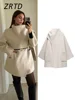 Fashion Women's Scarf Collar Woolen Overcoat Elegant Pockets Long Sleeve Female Coats 2024 Autumn Winter Lady Loose Streetwear 1