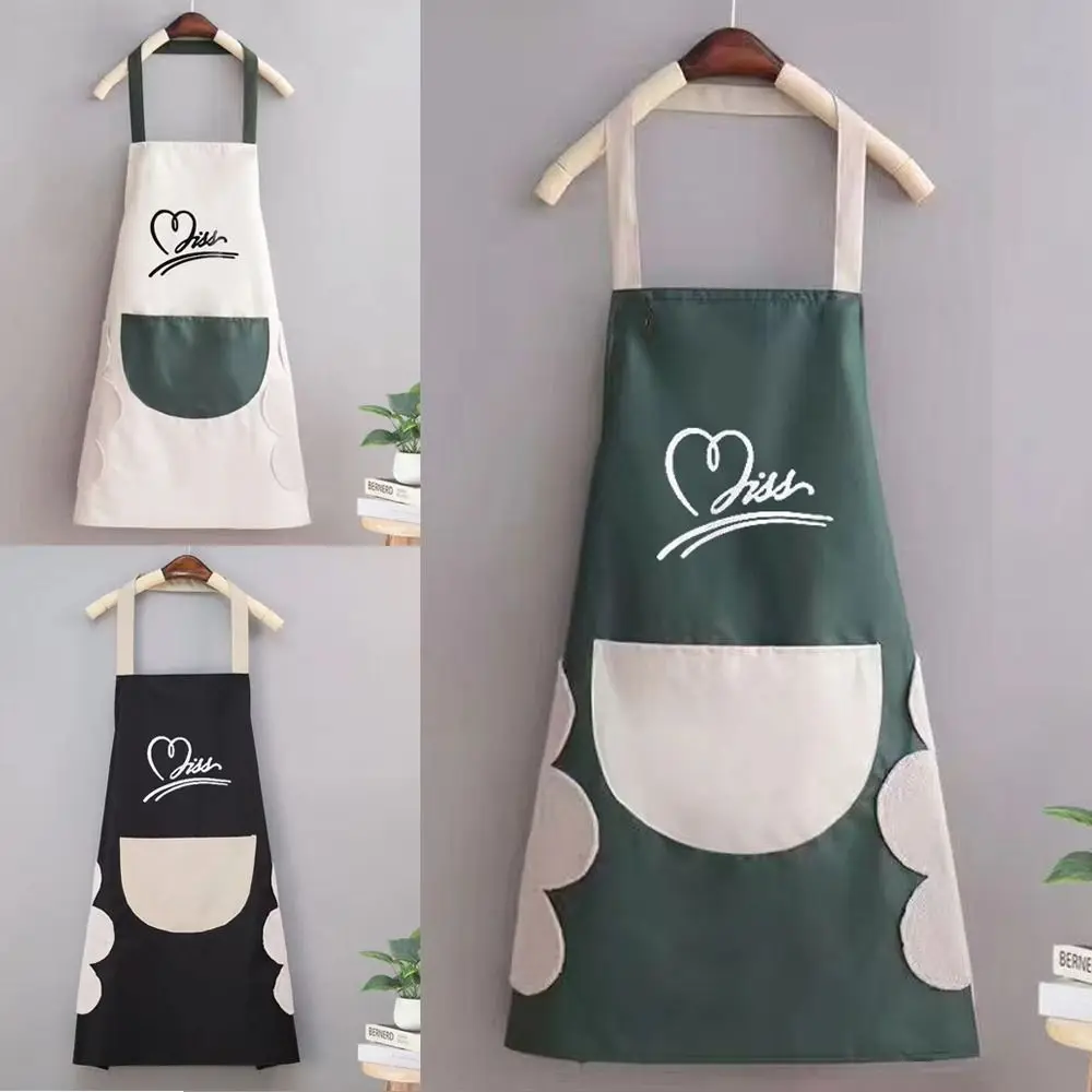 

Kitchen Apron Dirt Resistant Wipeable Hand Antifouling Cooking Aprons Waterproof Coffee House Aprons with Pockets Coffee House