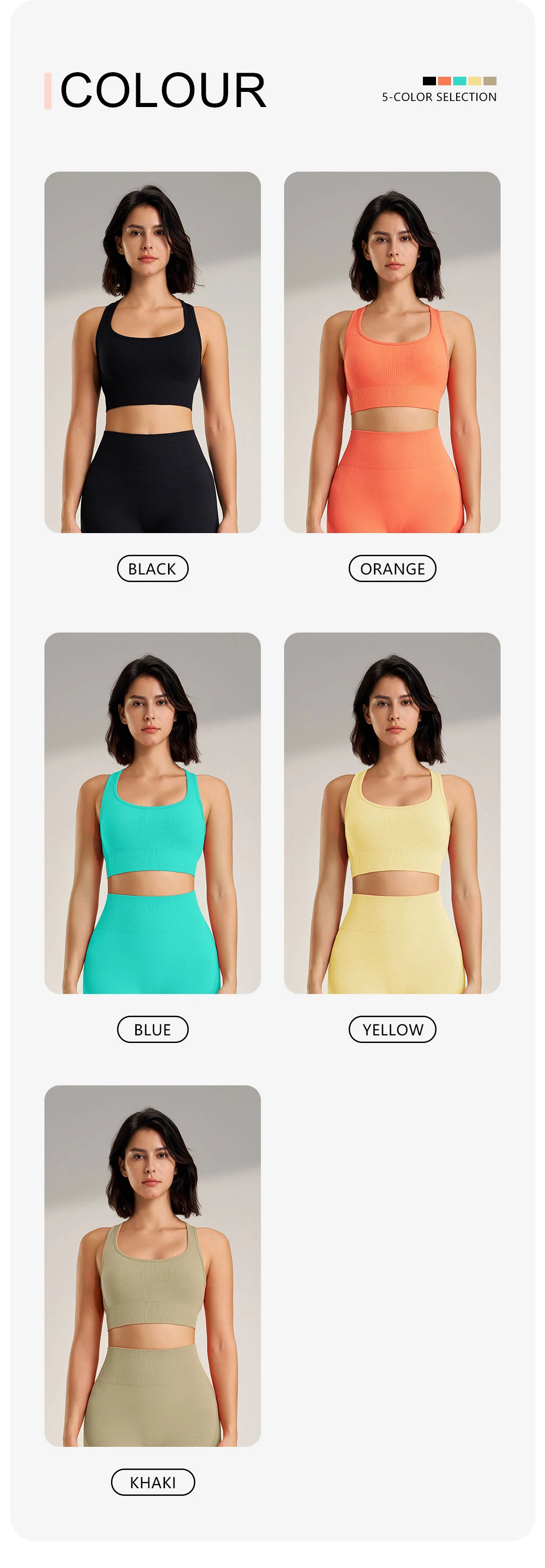 Frauen Sport Tops feste Farbe Yoga BH Gym Strumpfhose Schweiß absorbierende schnell trocknende Trainings kleidung Naqiyayabei – Detail 8