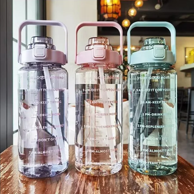 2 Liter Water Bottle with Straw Female Jug Girls Portable Travel bottles Fitness Bike Cup Summer Cold Water Jug with Time Marker 2 Liter Water Bottle with Straw Female Jug Girls Portable Travel bottles Fitness Bike Cup Summer Cold Water Jug with Time Marker
