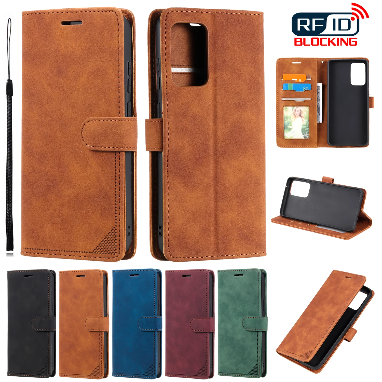 

Leather Wallet Case For Samsung Galaxy A52 A52S A21S A32 A22 A12 A51 A71 S22 S21 S20 Plus RF Card Sold Note20 Ultra Phone Cover