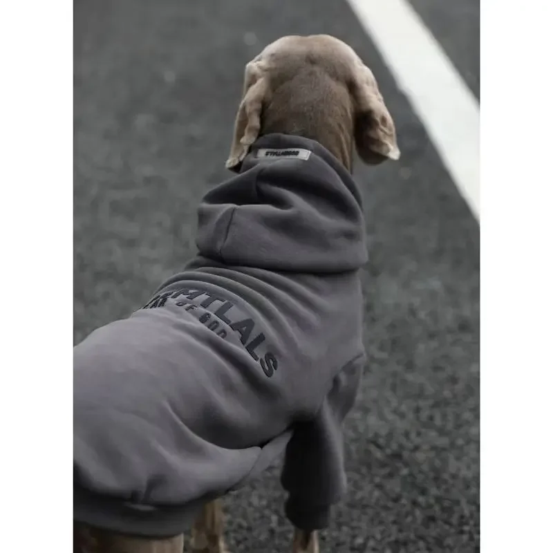 Pet large dog clothes autumn winter padded thickened color blocking hooded English dog sweater