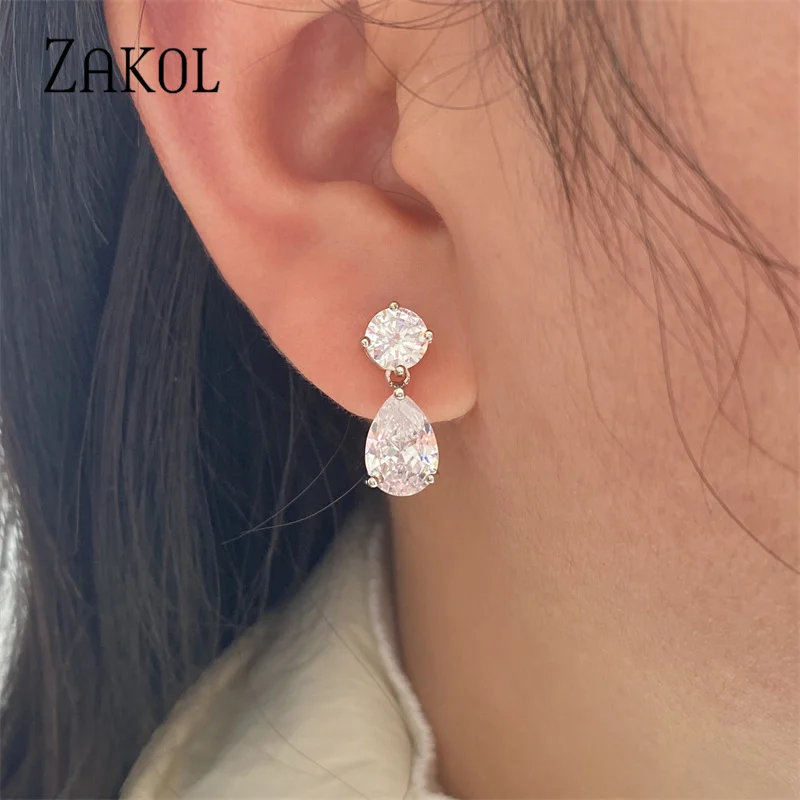 Zakol-女性用キュービックジルコニアジュエリーセット