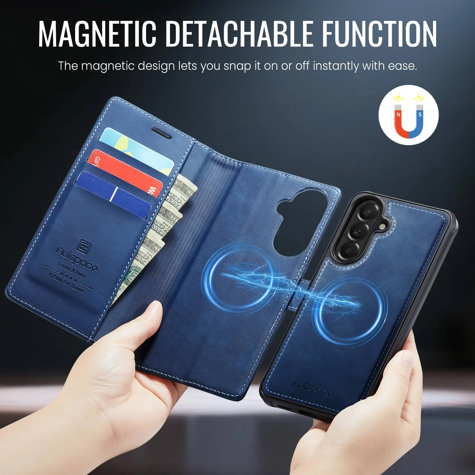Deluxe Detachable 2-in-1 Wallet Case with RFID Blocking and Shockproof Protection
