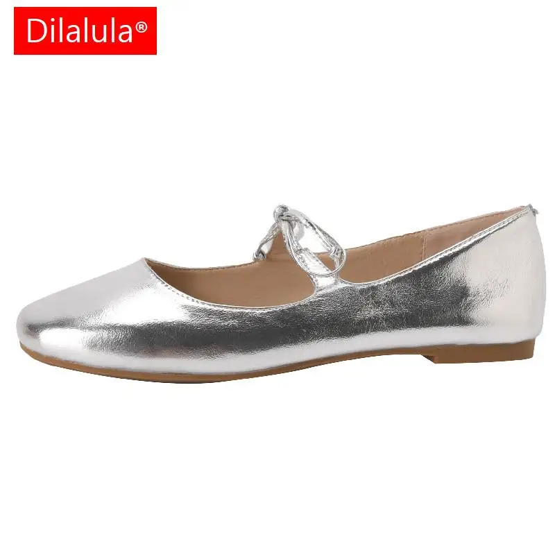 

Dilalula Casual Comfortable Women Flats Retro Concise Sweet Butterfly Knot Genuine Leather Shoes Woman Spring Summer New Arrival