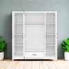 4-Door Wardrobe with Drawers, Shelves and Hanging Rail, Freestanding Armoire Wardrobe Closet, (White+4-Door) 5