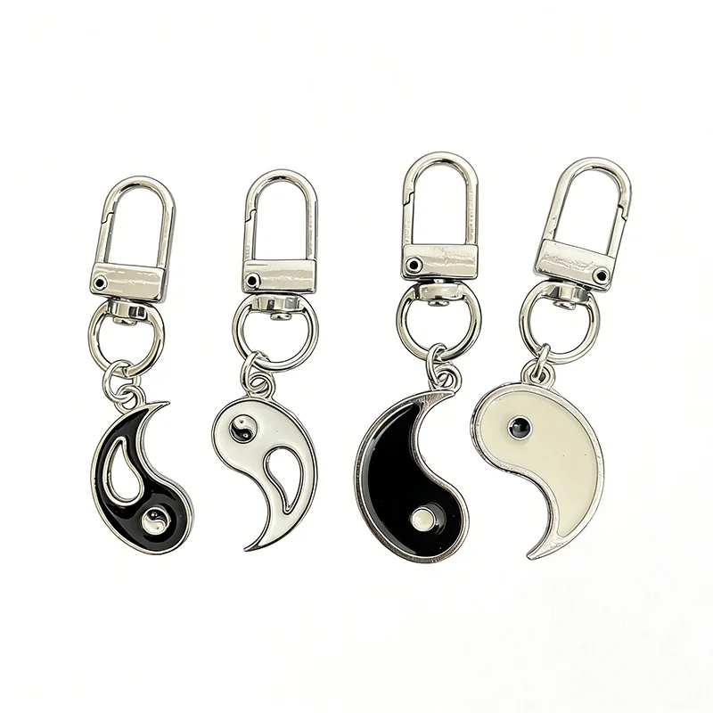 Yin-Yang-Paar-Schlüsselanhänger, Emaille-Schlüsselring für Liebhaber und Freunde, Bagua Tai Chi Paar-Schlüsselanhänger aus Zinklegierung, passender Schlüsselring als Geschenk