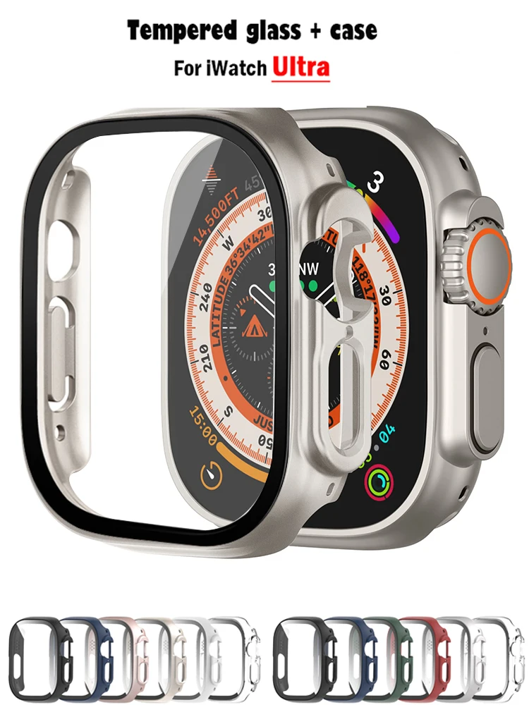 

Tempered Glass For Apple Watch Ultra Case 49mm band smartwatch PC Bumper+Screen Protector Tempered Cover apple watch Accessories