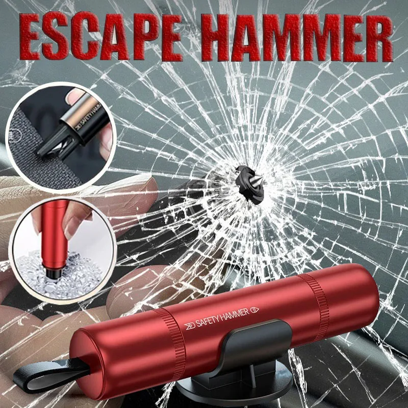 Car Safety Hammer 2 In 1 Emergency Window Breaker Car Emergency Kit Cut Seat Belt Tungsten Steel Rescue Tool Auto Accessories