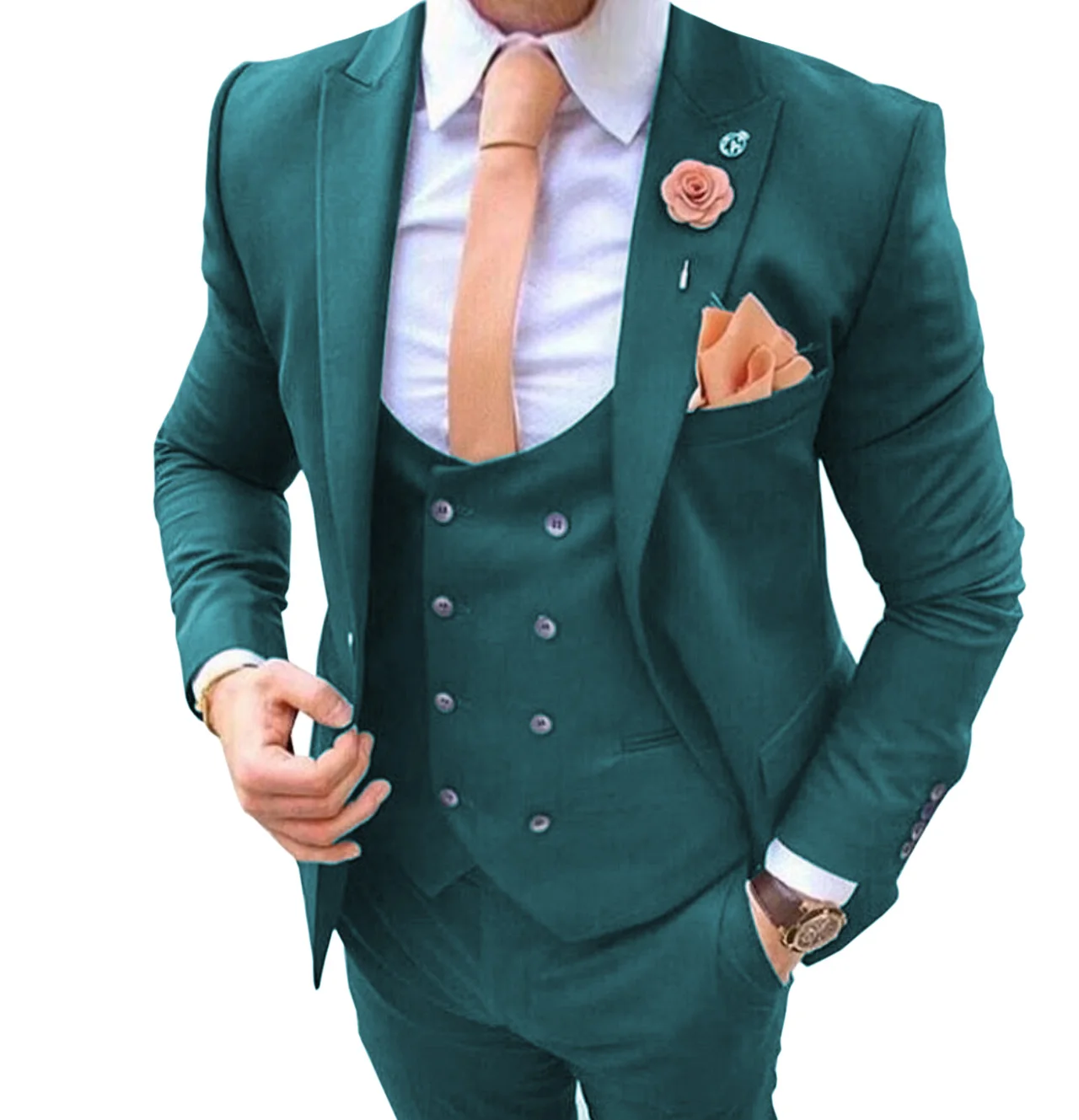 2023 New Men Business Suits Slim Fit Wedding Groom Tuxedos Prom Casual Suits Costume Homme Italien 3Pieces(Blazer+Vest+Pants)