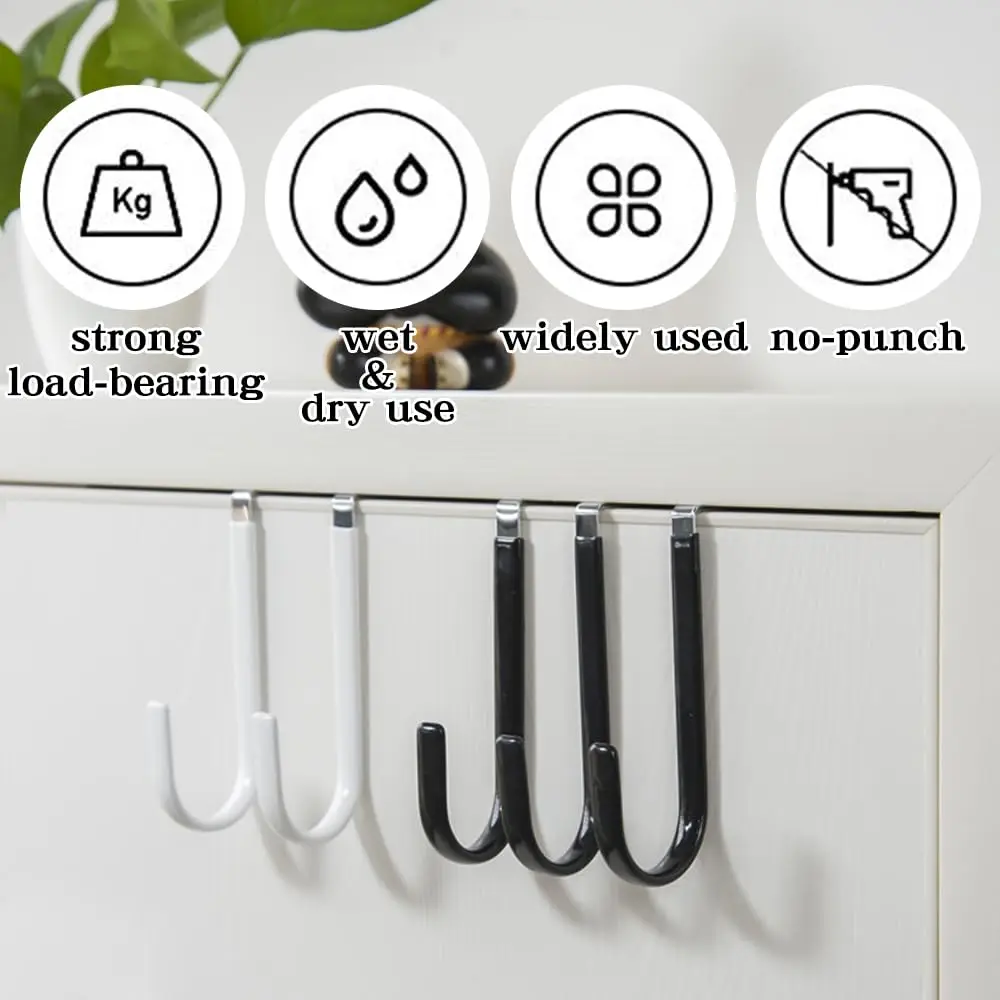 Door Hangers Hooks with Rubber Organizer Hooks for Living Room, Bathroom, Bedroom, Kitchen Hanging Clothes, Towels, Hats, Coats