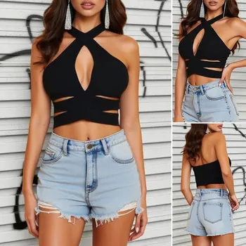 Mia Muse Boutique Summer Fashion Canottiere comode Canotte sexy ritagliate senza maniche con scollo all'americana Petite Casual per le donne 1