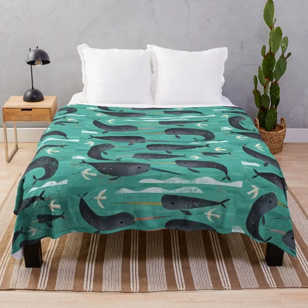 

Narwhals and Narbirds Throw Blanket Softest Multi-Purpose Personalized Gift Blankets