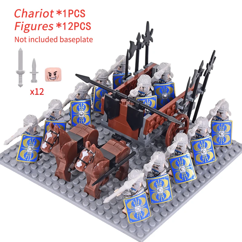 

MOC Medieval Rome Chariot Signifer Castle Figures Roman Soldiers War Horse Military Building Blocks Bricks Toy for kid XMAS gift