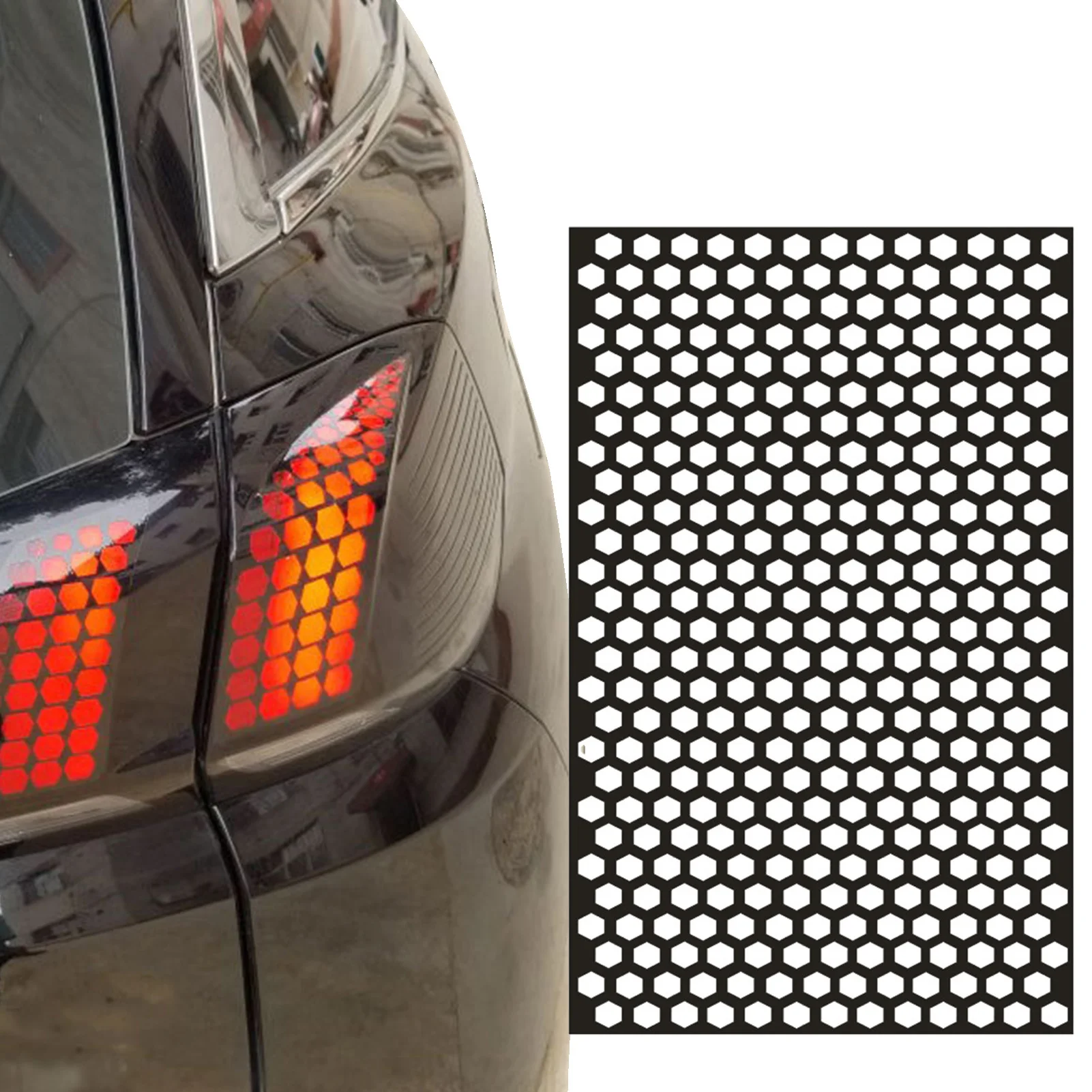 Car Rear Tail Light Lamp Stickers Honeycomb Type Auto Decal Fog Light Smoke Film Decoration Wrap Decal Car Exterior Accessories