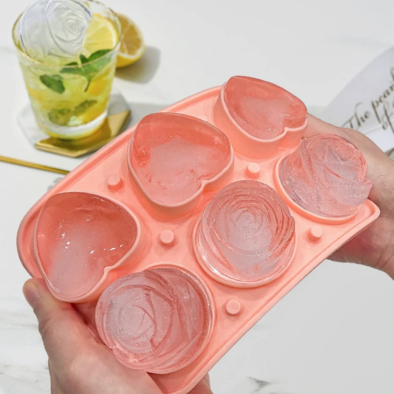 Silicone Ice Cubes Trays with Lid Large Rose Flower Heart Round Shape BPA  Free Ice Ball Maker Mold Frame Summer Gadget - AliExpress