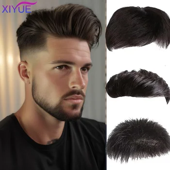 XY Synthetic Natural Fake Hairpiece for Men Natural Invisible Topper Closure Hairpiece Suitable For Cover White Hair Loss Hair 1