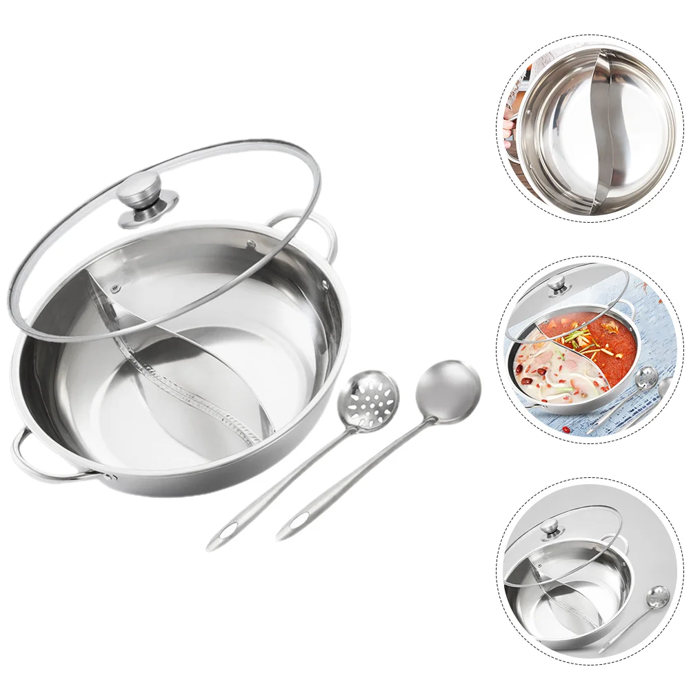 

1 Set Divided Stainless Steel Hot Pot Pot Small Pot Induction Cooker Pot Small Soup Pot Cooking Pot with Lid