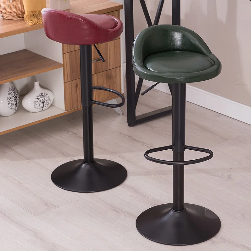 

Nordic Counter Stool Chair，Modern Minimalist Bar Stools ，Leather Bar Chair with Backrest，Home Bar Chairs ， High Stool
