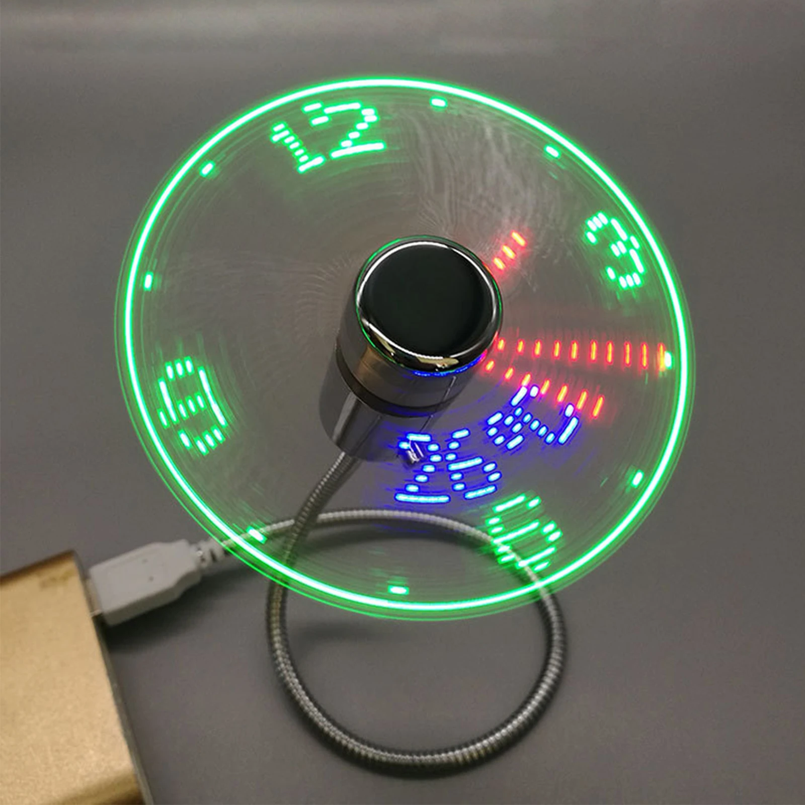 LED USB Time Clock Fan with Real Time Display Function Hand Held Fan Table Fan Desk Fan for Summer Office Dorm Room Home Travel