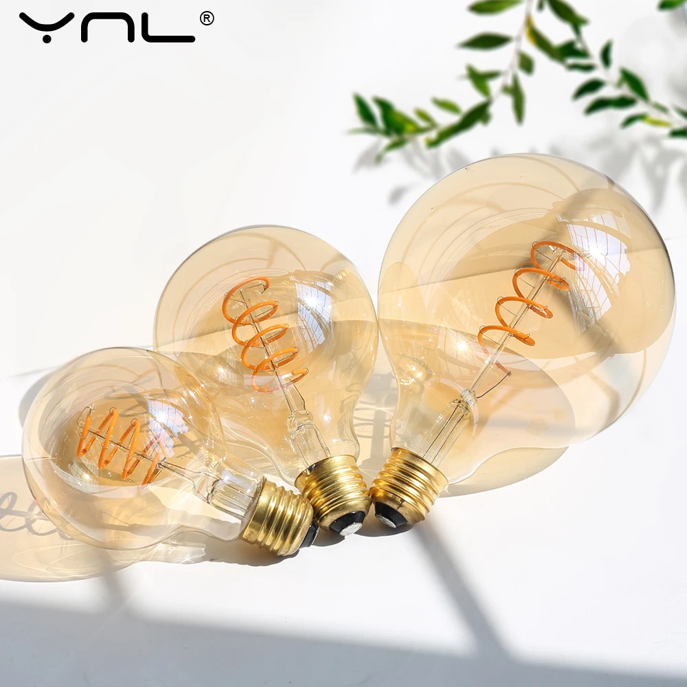 Ampoule LED à Filament E27, 220V, 4W, A60, ST64, T45, T185, G80, G95, G125, rétro, Vintage, lampe Edison, ampoule spirale pour la maison