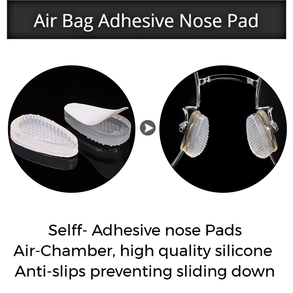 10pairs Air Chamber Nose Pads sticker for Glasses Free Tools Oval Silicone massage Anti Slip Nose Support Pad Eyeglasses Replace