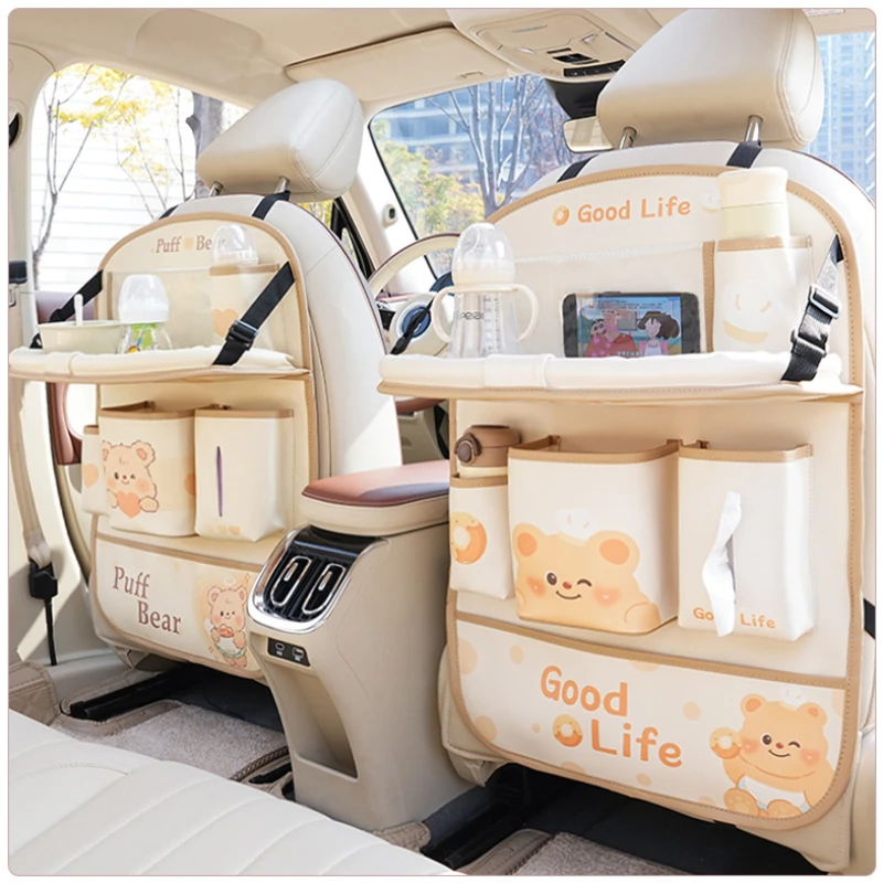 1PC Car seat back storage bag multi-functional small table board car rear storage bag cartoon car artifact