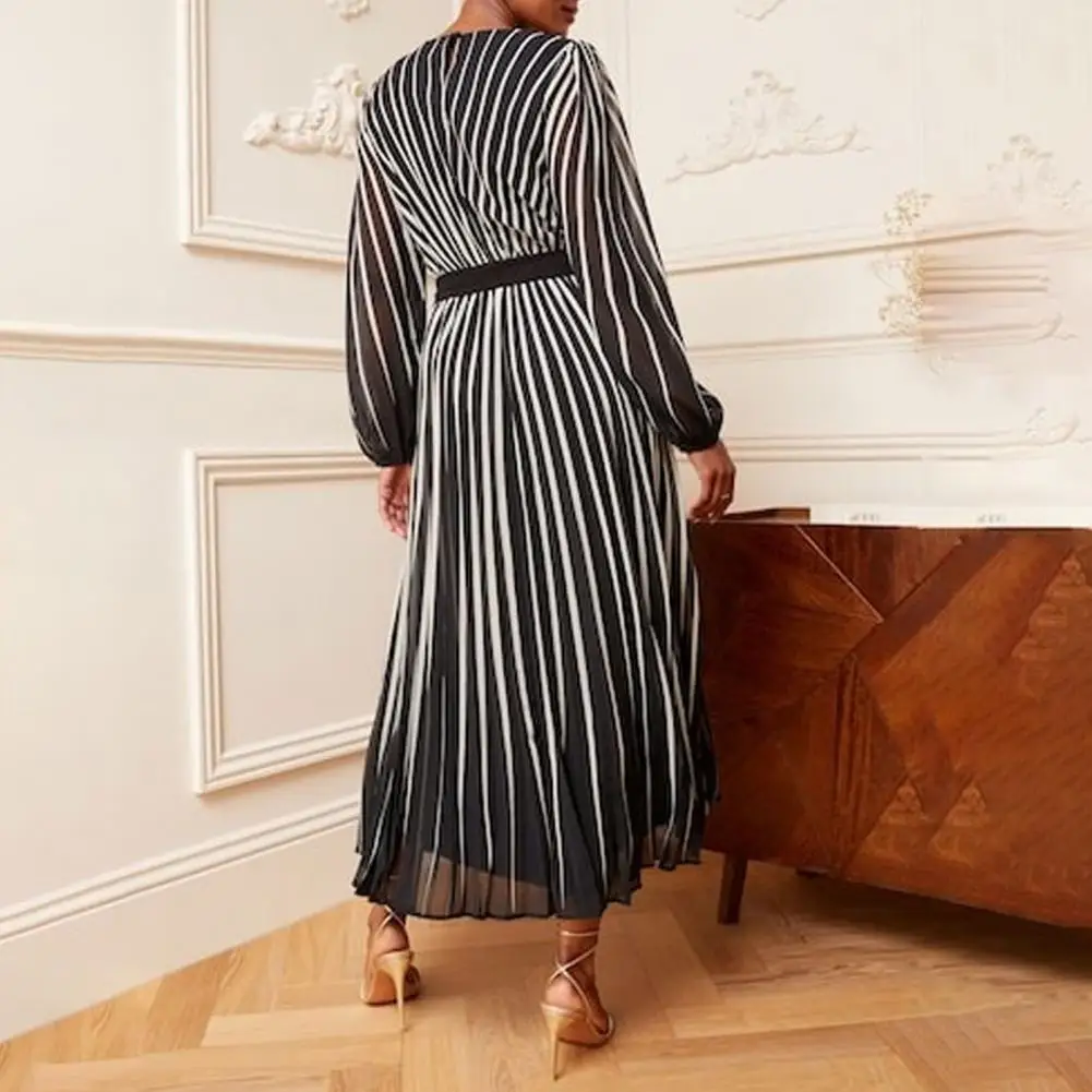 

Dot Print Dress A Line Flowy Dress Chic Women's O-neck Long Sleeve Midi Dress Collection Flowy A-line Streetwear Dot for Spring