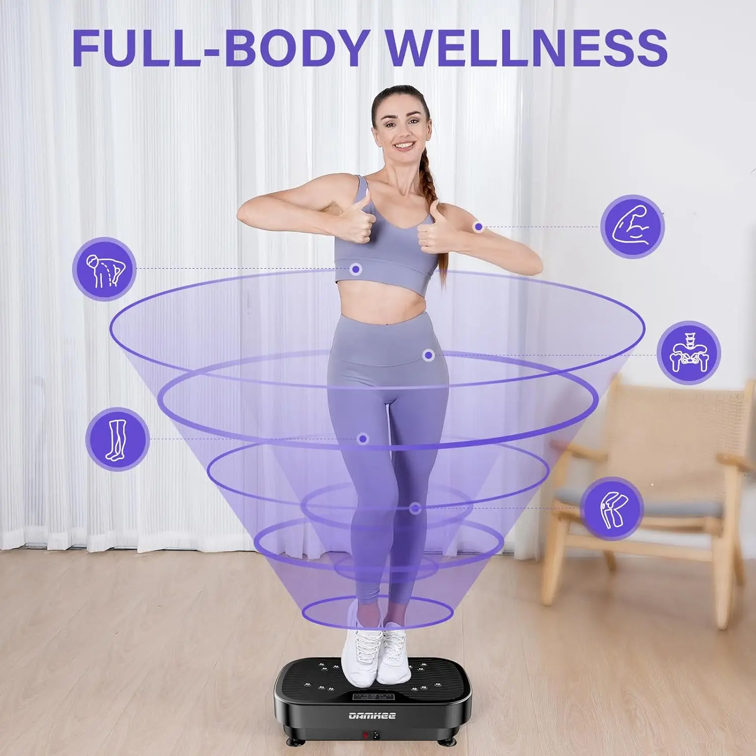 Plate Exercise Machine, Vibration Plate for Lymphatic Drainage, 9 Modes Whole Body Workout Vibrating Fitness Platform