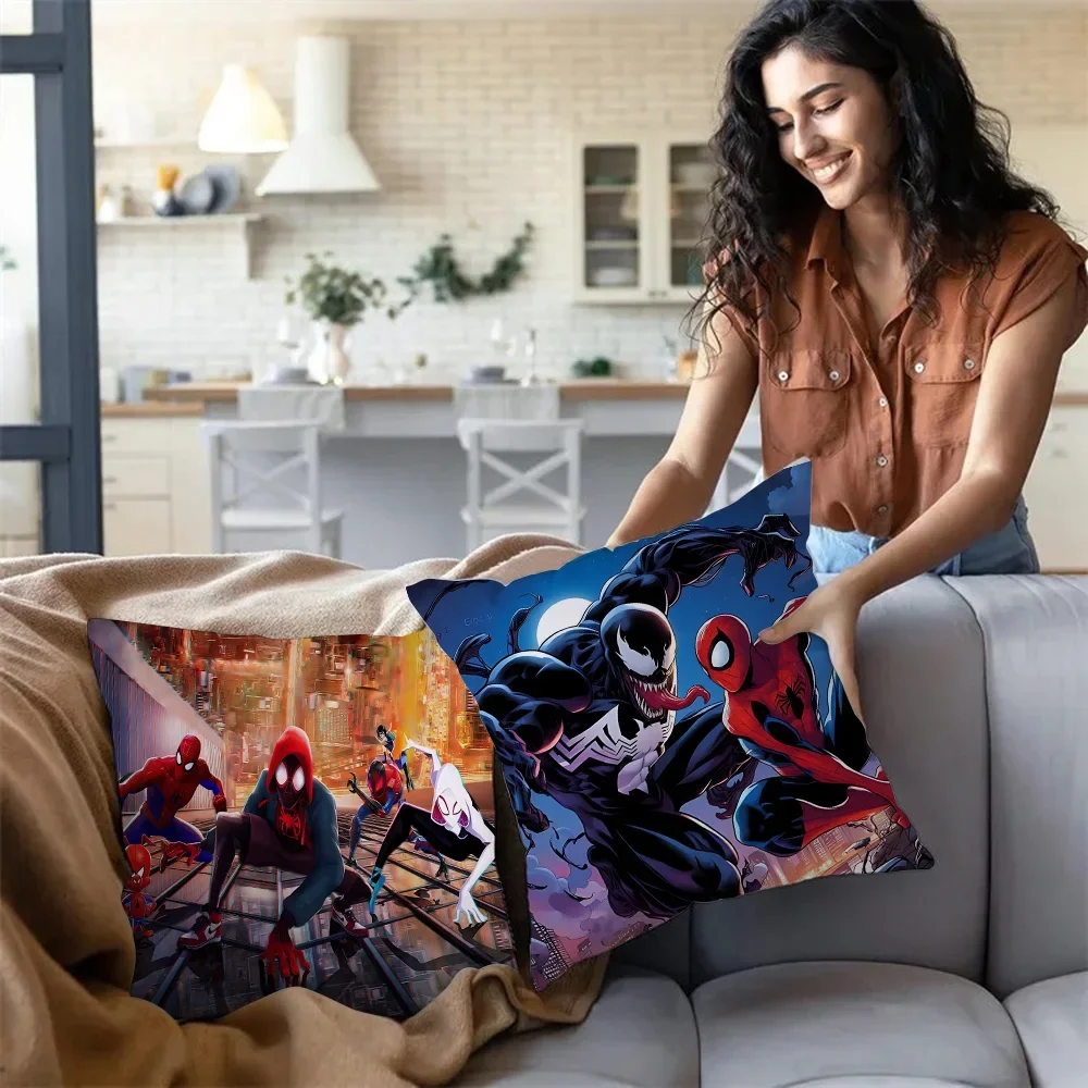 Spider-Man Mascot Pillow Covers Sofa Decorative Home Double-sided Printing Short Plush Cute Cushion Cover