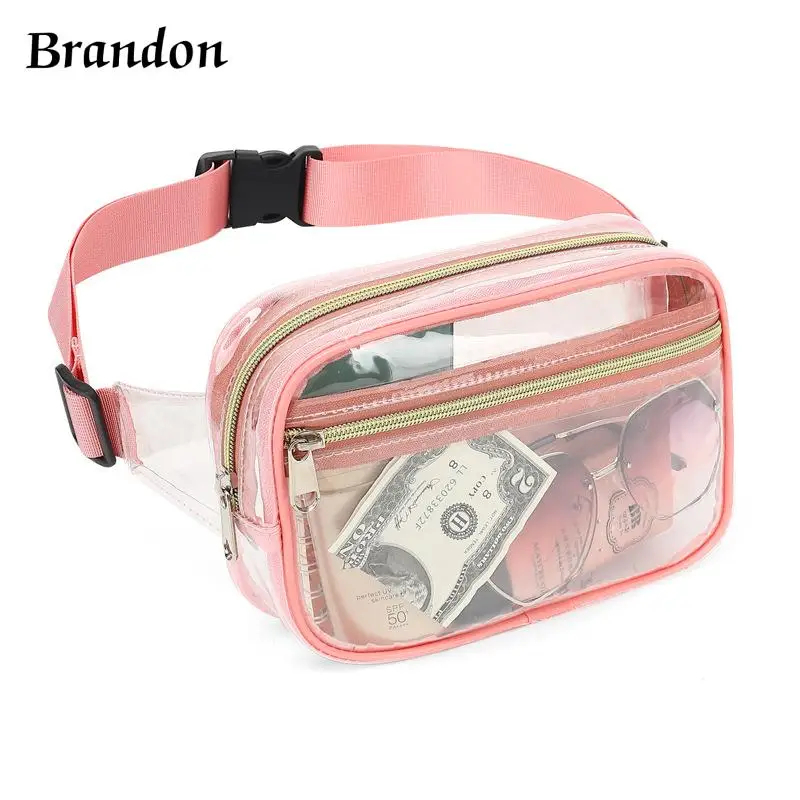 

PVC transparent waist bag trendy chest bag waterproof crossbody bag outdoor sports phone bag casual shoulder bag