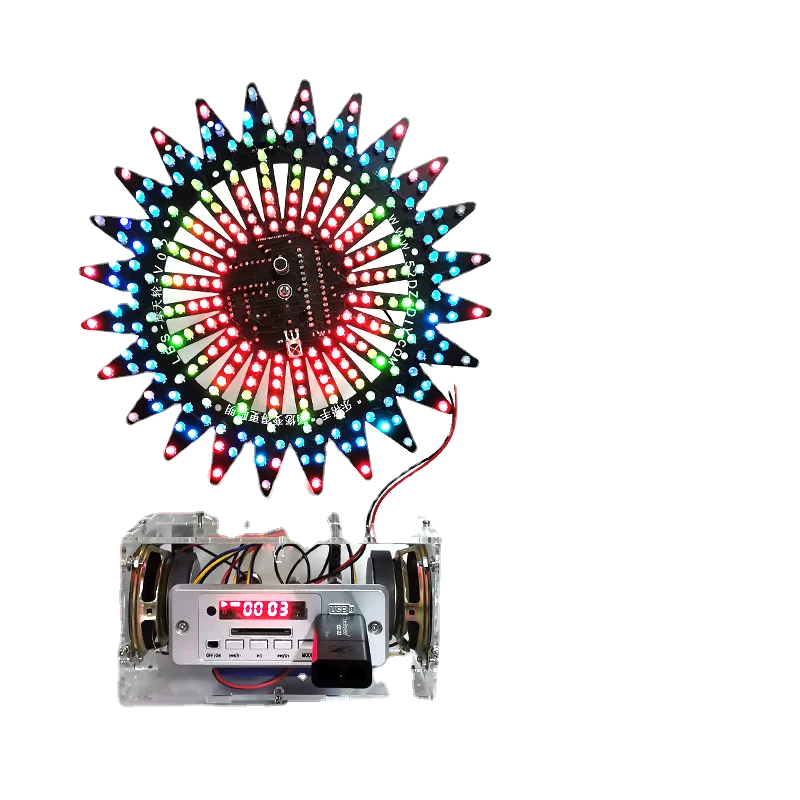 

Upgraded version of automatic rotating seven color LED lights bluetooth compatible speaker DIY electronic production kit