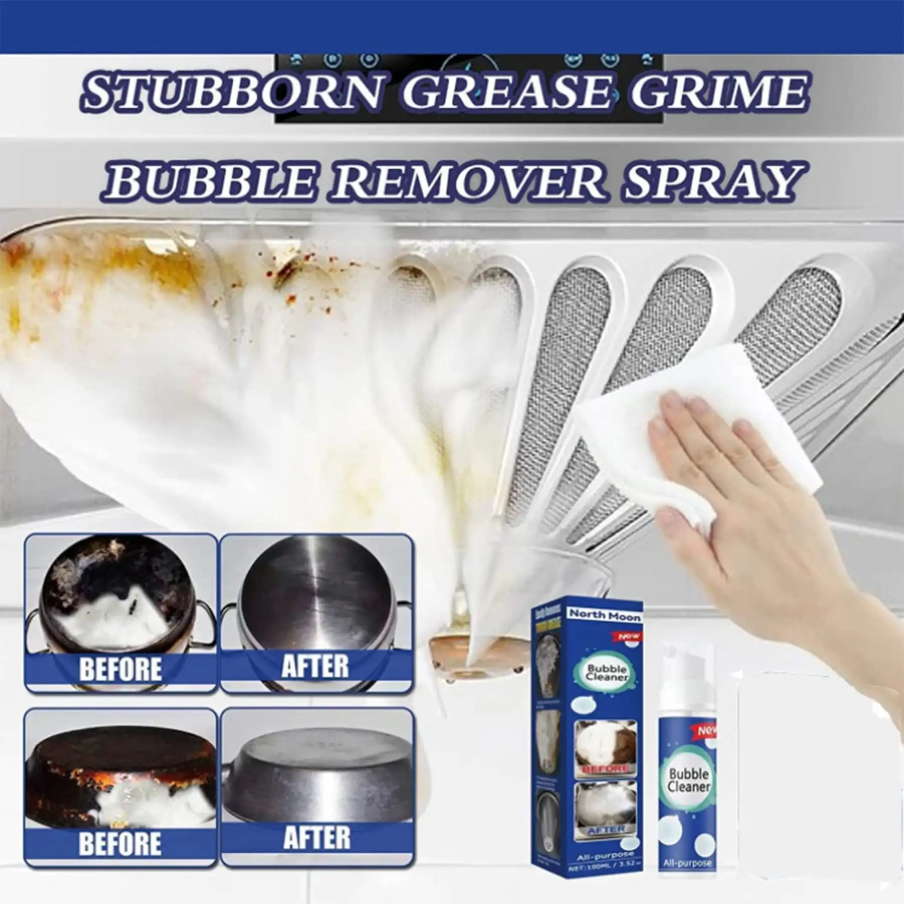 100ml/30ml Bubble Cleaner Kitchen Grease Foam Cleaner Rust Remover Spray Descaling Detergent Easy to Use Household Cleaning Tool