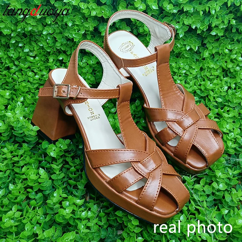 2023 Women Sandals Sexy High Heels Buckle Ankle Strap Women Shoes Thick Heels Platform Fashion Summer Female Pumps New Sandals images - 6