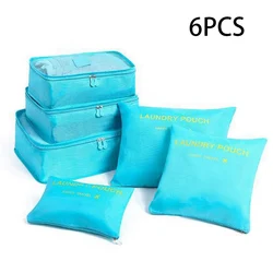 6 - Pack Travel & Wardrobe Organizer Set with Storage Bags and Packing Cubes (Sky Blue)