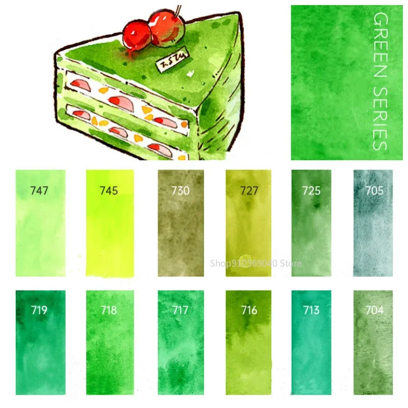 Watercolor painting set watercolor paint watercolor pigment 12 Colors white night watercolor paint packed 0.5/1ML green series artist grade plant painting portable travel art supplies
