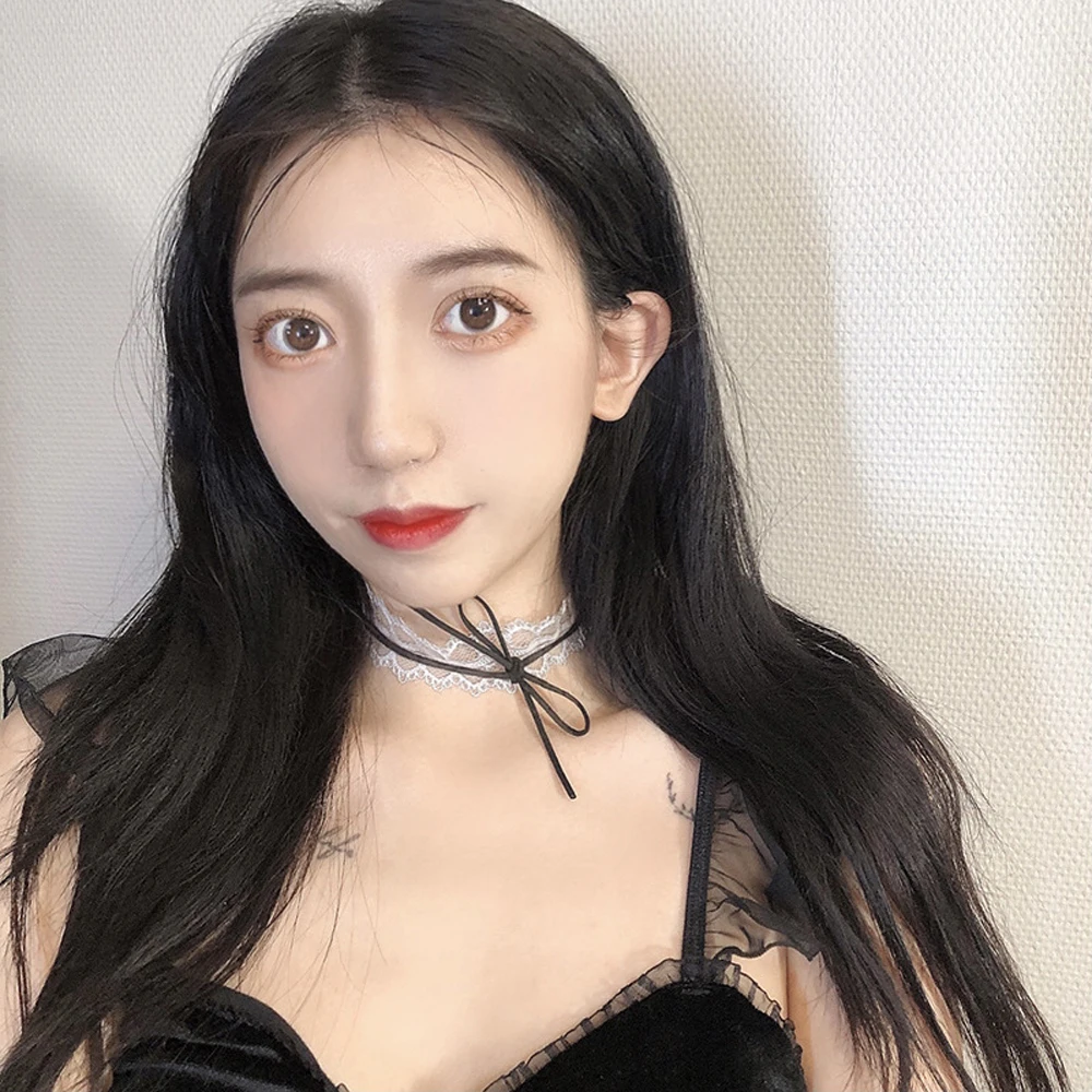 

Свадебная бижутерия, Прозрачный женский кулон, Элегантный Бант, чокер до ключиц, Двухслойное кружевное ожерелье