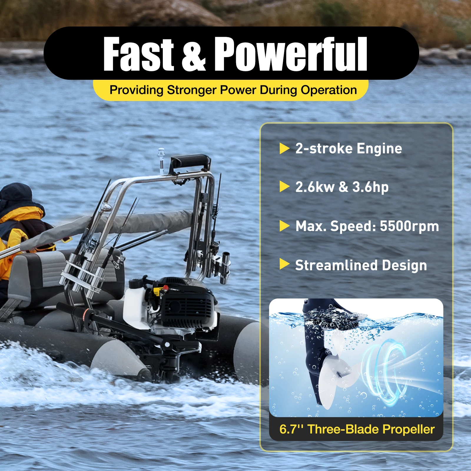 4Stroke Heavy Duty Outboard Motor Boat Engine with Air Cooling System 52cc 4HP 1Kit