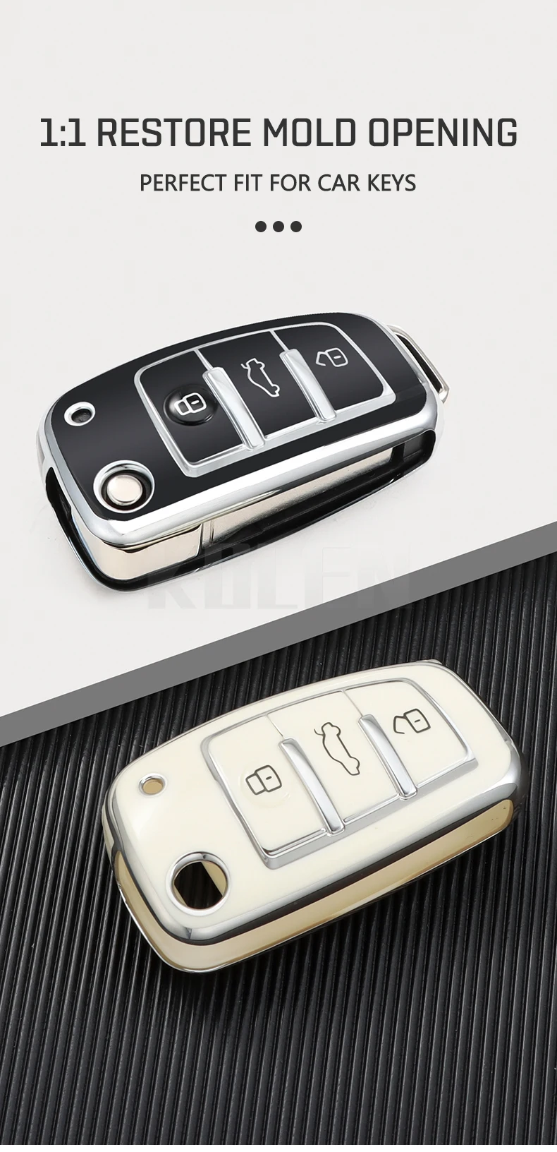 TPU Auto Flip Schlüssel Fall Abdeckung Shell Fob Für Audi A3 8L 8P A4 B6 B7 B8 A6 C5 C6 4F RS3 Q3 Q7 TT 8L 8V S3 Schutz Halter Keyless – Detail 6