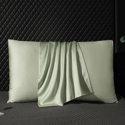Luxurious 100% Natural Mulberry Silk Pillowcase - High-End Solid Color Envelope Design - 65x65cm 2pcs (Light Green)