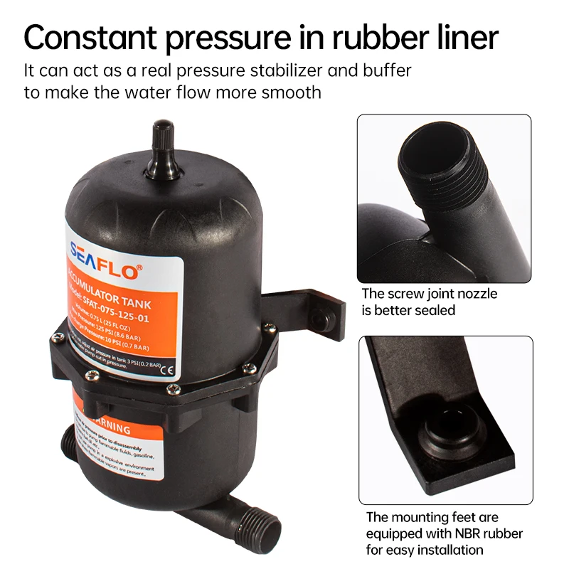 0.75L 1L 125PSI Pre-Pressurized Accumulator Tank Pressure Storage Vessel Hold Water Under Pressure Water Pump Flow Control Inter water pump flow control