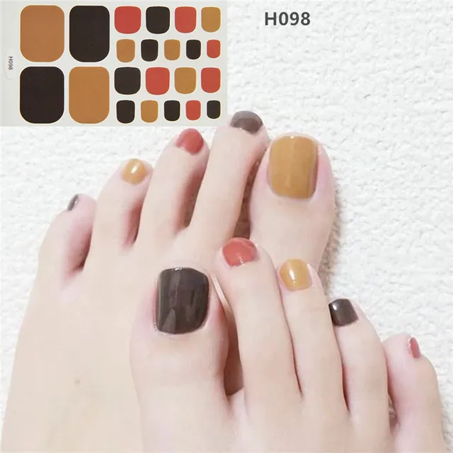 22tips Korea Toe Nail Sticker Wraps Adhesive Decals Toenail Polish Strips DIY Pedicure Foot Decals Manicure Women H098
