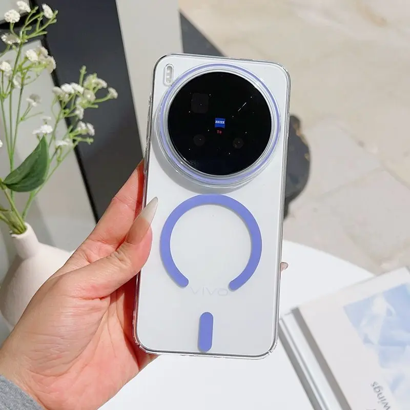 Multi-Color Magnetic Transparent Acrylic Shockproof Case with Lens Frame